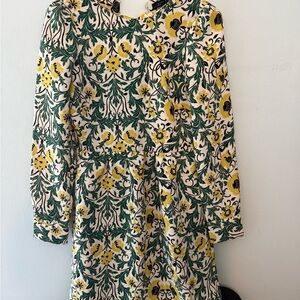 Zara Yellow and Blue Bishop Sleeve Sundress size XS
